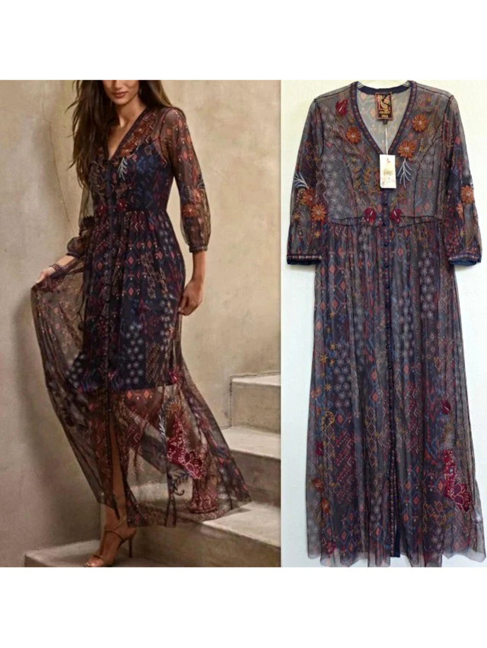 NWT Johnny Was Theia Mesh Dress missing slip size XXL Multicolor #1117
